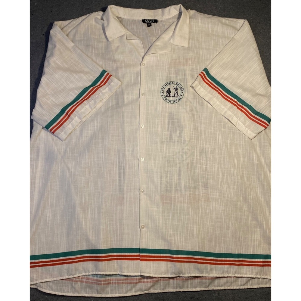 BOOHOOMAN Man 4XL LOS ANGELES COLLEGE Short Sleeve Button Up BASEBALL limited ed